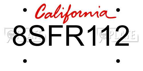 8SFR112 California License Plate