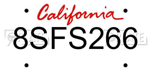 8SFS266 California License Plate
