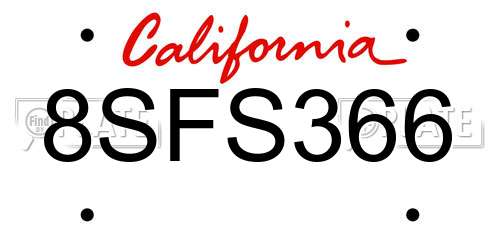 8SFS366 California License Plate