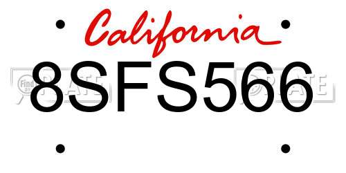 8SFS566 California License Plate
