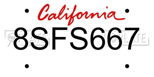8SFS667 California License Plate