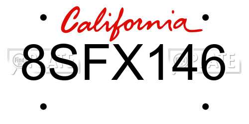 8SFX146 California License Plate