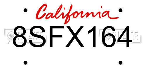 8SFX164 California License Plate
