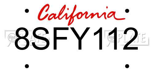 8SFY112 California License Plate