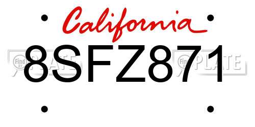 8SFZ871 California License Plate