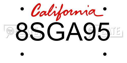 8SGA95 California License Plate