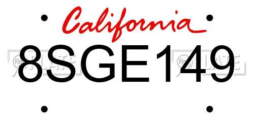 8SGE149 California License Plate