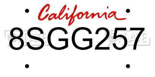 8SGG257 California License Plate
