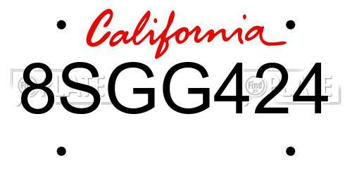 8SGG424 California License Plate