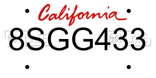 8SGG433 California License Plate
