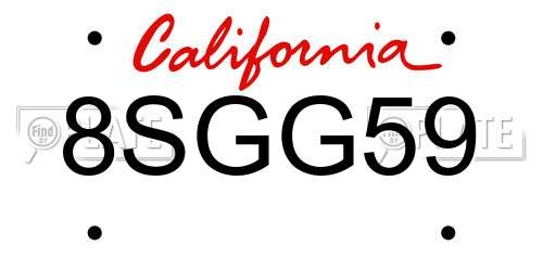 8SGG59 California License Plate
