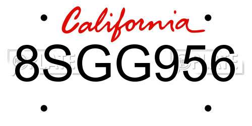 8SGG956 California License Plate