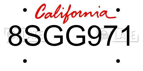 8SGG971 California License Plate