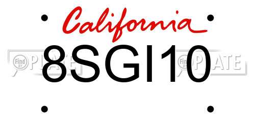 8SGI10 California License Plate