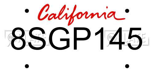 8SGP145 California License Plate