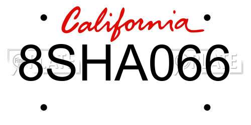8SHA066 California License Plate