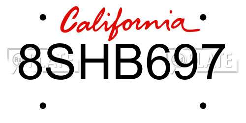 8SHB697 California License Plate