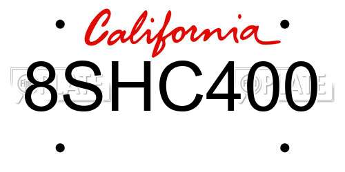 8SHC400 California License Plate