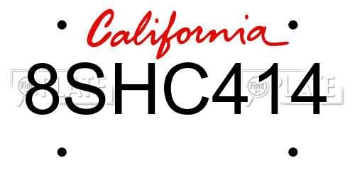 8SHC414 California License Plate