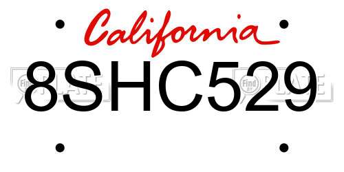 8SHC529 California License Plate