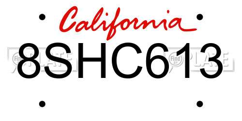 8SHC613 California License Plate