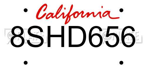 8SHD656 California License Plate