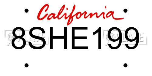 8SHE199 California License Plate