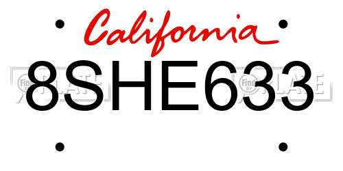 8SHE633 California License Plate