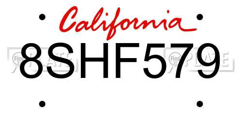 8SHF579 California License Plate