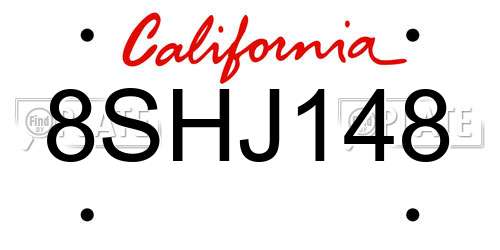8SHJ148 California License Plate