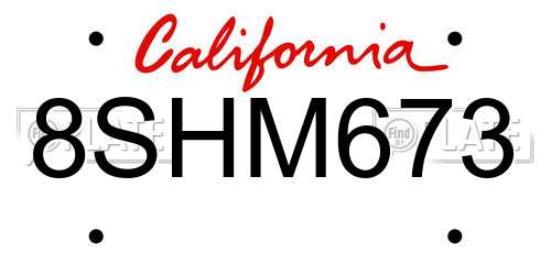 8SHM673 California License Plate
