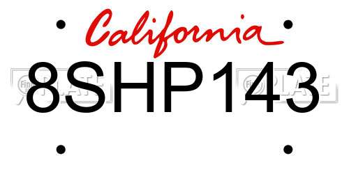 8SHP143 California License Plate