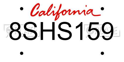 8SHS159 California License Plate