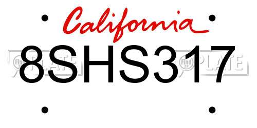 8SHS317 California License Plate