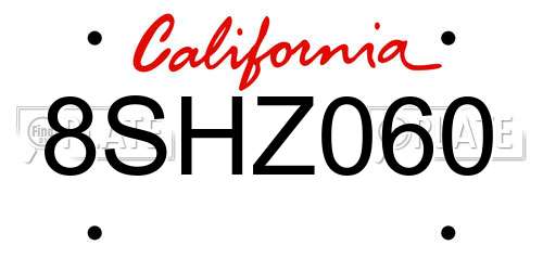 8SHZ060 California License Plate