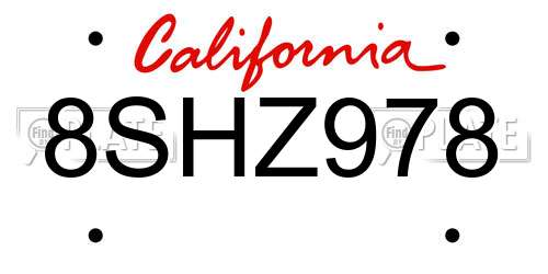 8SHZ978 California License Plate