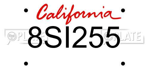 8SI255 California License Plate