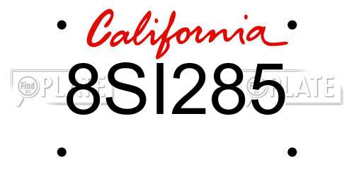 8SI285 California License Plate