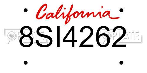 8SI4262 California License Plate