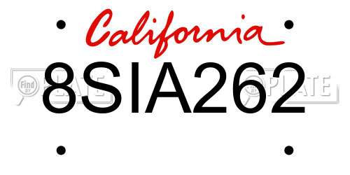8SIA262 California License Plate