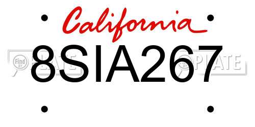 8SIA267 California License Plate