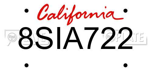 8SIA722 California License Plate