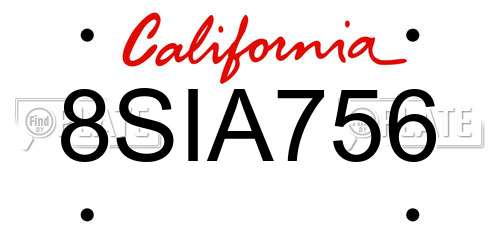 8SIA756 California License Plate