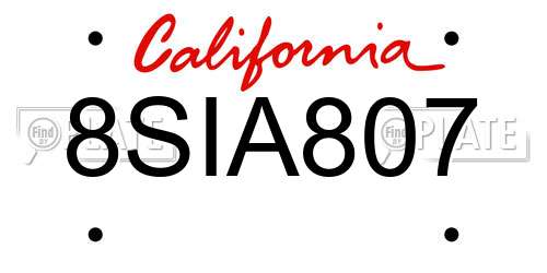8SIA807 California License Plate