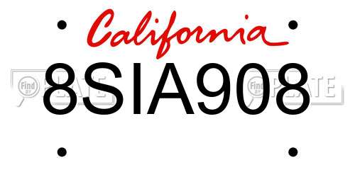 8SIA908 California License Plate