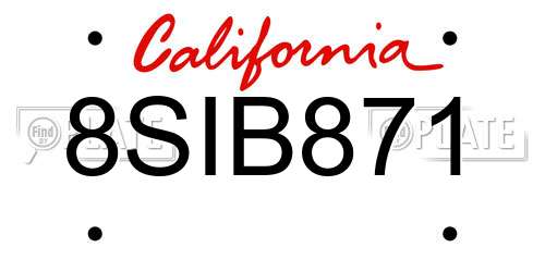 8SIB871 California License Plate