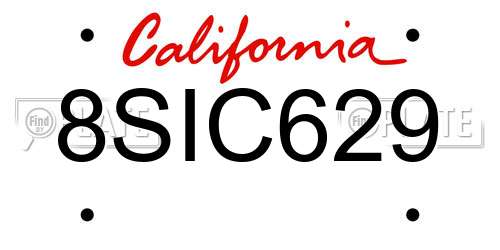 8SIC629 California License Plate