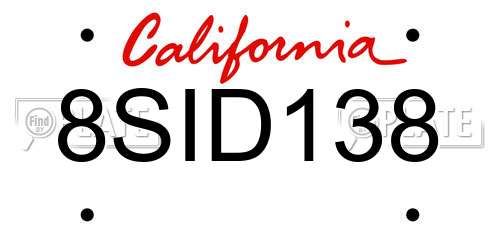 8SID138 California License Plate