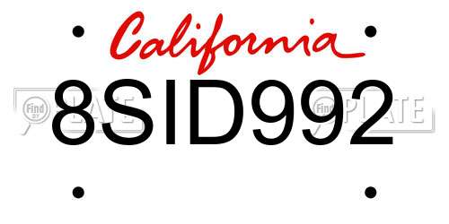 8SID992 California License Plate