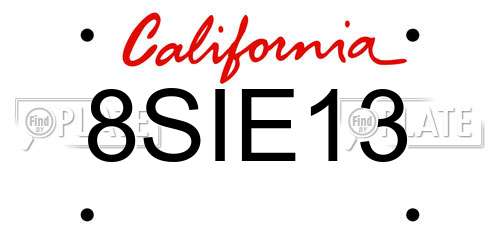 8SIE13 California License Plate